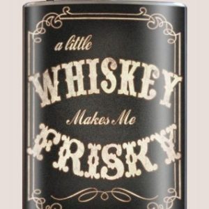a little whisky makes me frisky, groomsmen gift, bridesmaid gift, wedding party gift, wedding gift, vintage, flasks, bar, bar accessories, travel, metal flask, barware, alcohol accessories, retro, drinkware, drink ware, trixie milo, trixie & milo,